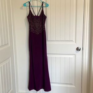 Purple and silver sparkle full length dress
